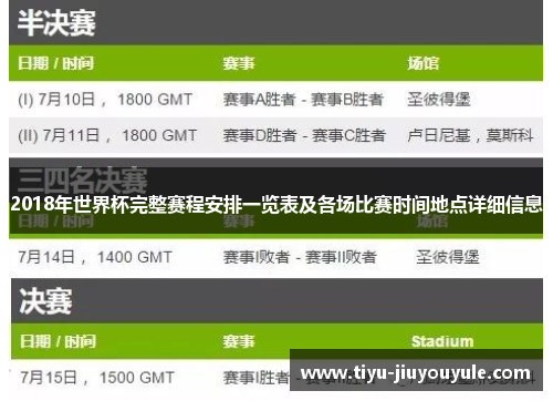 2018年世界杯完整赛程安排一览表及各场比赛时间地点详细信息